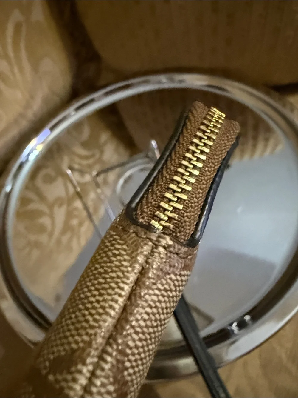 Coach Corner Zip Wristlet in Signature Canvas with Stripe preowned
